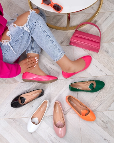Neónovo ružové dámske lakované baleríny Fama - Obuv