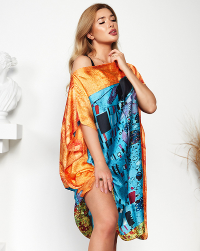 Oranžové dámske pareo s potlačou - Oblečenie