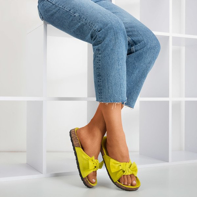 Zelené dámske papuče s mašličkou Sun and Fun - Obuv