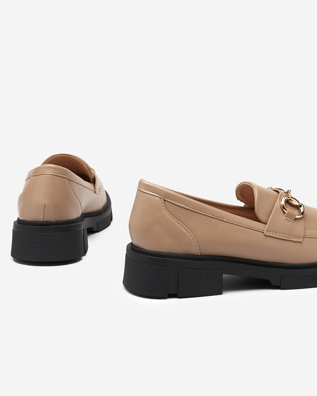 OUTLET Svetlohnedé dámske topánky s ozdobou na nose Veteca - Obuv