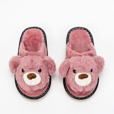 Ružové detské papučky medvedíky s kožušinkou Yogi - Obuv