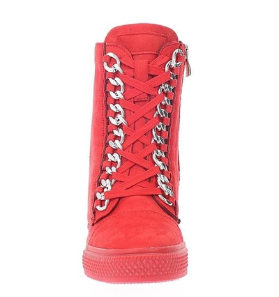 Czerwone sneakersy na krytym koturnie Savanetha - Obuwie