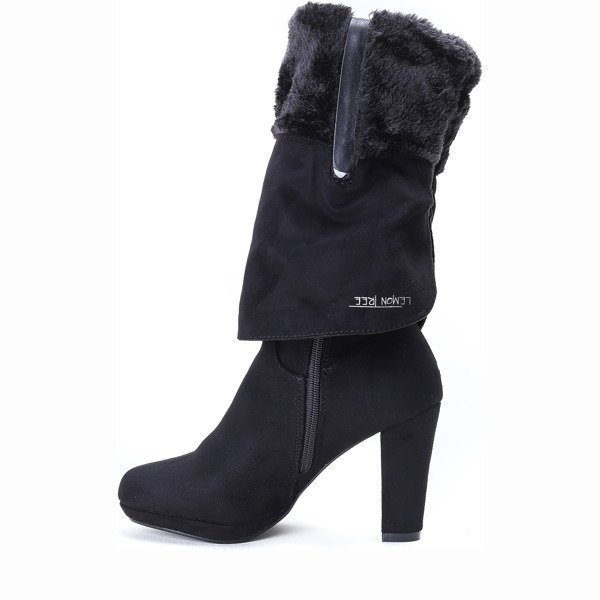 Czarne kozaki na słupku May - Obuwie