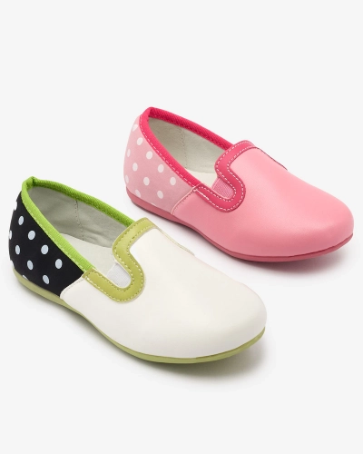 Ružové dievčenské poltopánky z ekokože s potlačou hrášku Rellme- Footwear