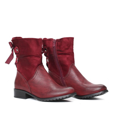 Bordowe botki Francesca- Obuwie