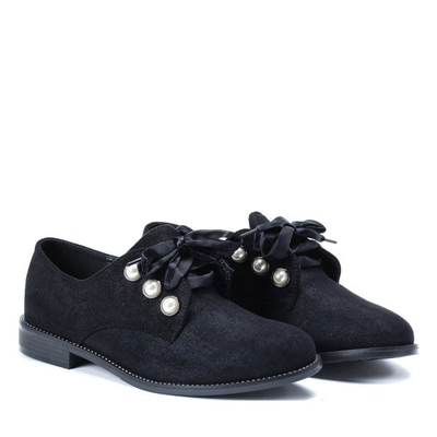 Czarne półbuty z perełkami Lea - Obuwie