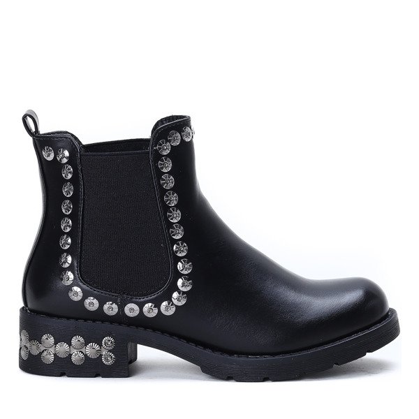 Czarne sztyblety z dżetami Clover- Obuwie