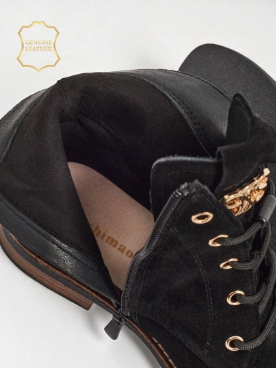 Ženski gležnarji Aurelia Romano iz naravnega semiša – rjavi, s krznom