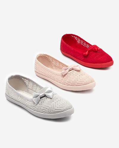 Svetlošedé dievčenské slip-on tenisky s prelamovaným zvrškom Locuni - Obuv