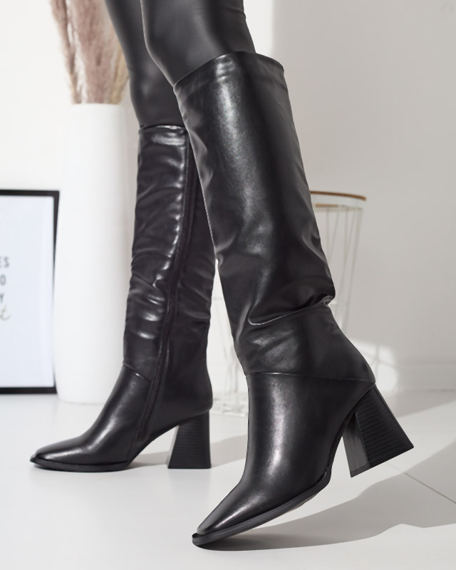 Dámske čižmy pod kolená v čiernej farbe Souve- Footwear