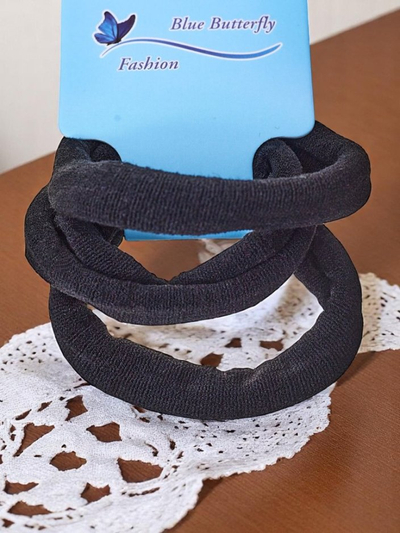 Royalfashion Sada 3 čiernych vlasových gumičiek Nero