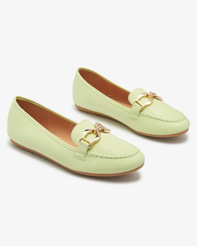 Zelené dámske mokasíny z ekokože so zdobením Wiwet-Footwear
