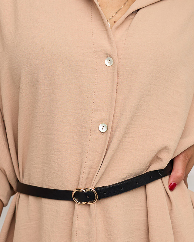 Dámska béžová tunika s opaskom - Oblečenie