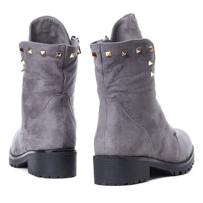 Szare workery z ćwiekami Joan- Obuwie