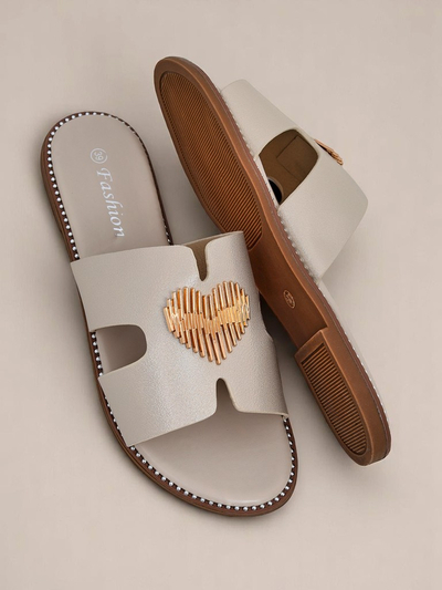 Royalfashion Ženski natikači z ravnim podplatom Heart Chic
