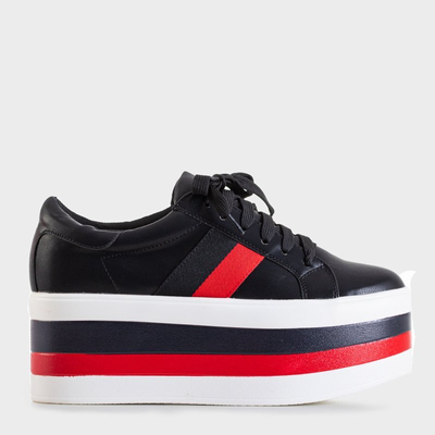 Čierne dámske športové topánky na hrubej platforme Jemita - Obuv