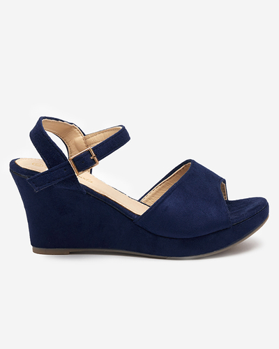 OUTLET Námornícko modré dámske sandále na kline Nalem - Obuv