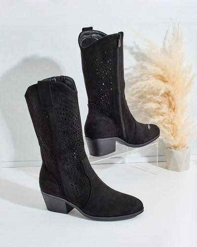 Royalfashion Ažurové nízke čižmy na podpätku Heliz