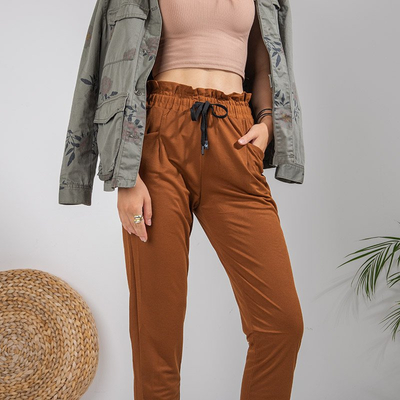 Dámske hnedé rovné nohavice 7/8 - Oblečenie