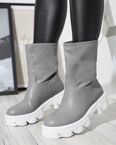 OUTLET Sivé dámske čižmy so zateplením Mekira - Obuv