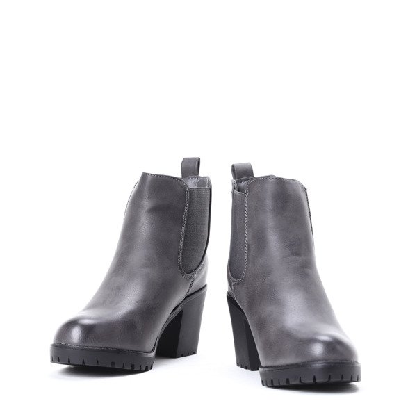 Szare botki na słupku Greis- Obuwie