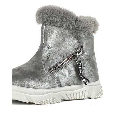 Detské šedé snehové topánky s kožušinou Nicia - Obuv