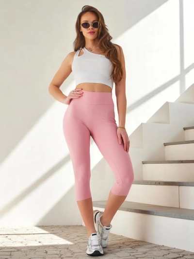 Royalfashion Dámske 3/4 legíny z rebrovaného bavlneného materiálu