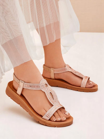 Royalfashion Dámske sandále Ava Shine s ozdobnými remienkami