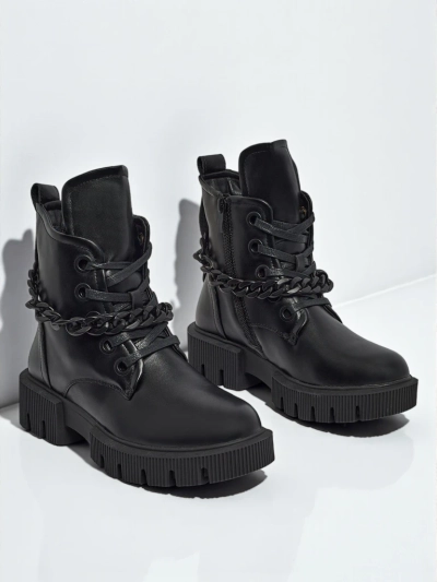 Ženski gležnarji Anviq iz eko usnja na vezalke