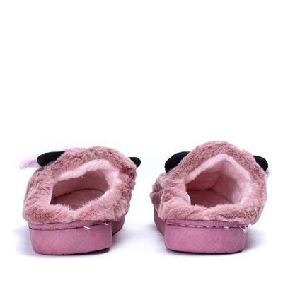 Różowe kapcie z kokardką Fotina- Obuwie