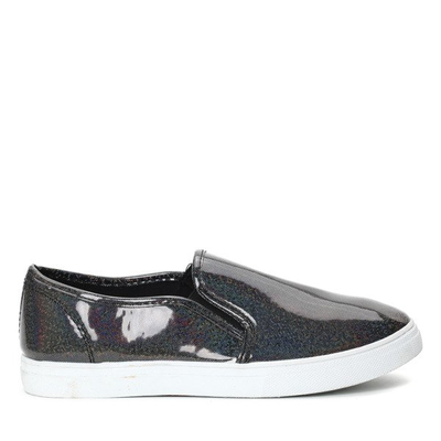 Czarne slip on holograficzne Harleigh- Obuwie