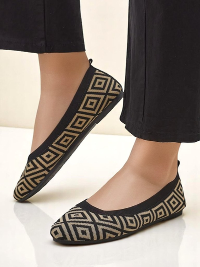 Royalfashion Textilné dámske balerínky s geometrickou potlačou Metric