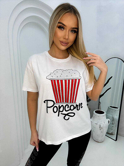 Royalfashion Dámske tričko s potlačou a zirkónmi