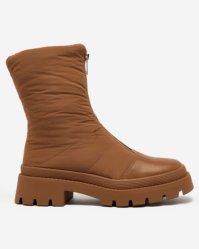 Royalfashion Dámske čižmy Tainve Beige na plochom podpätku