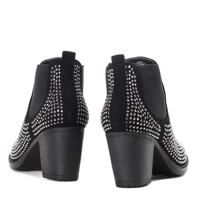 Czarne botki na słupku z cyrkoniami Celine - Obuwie