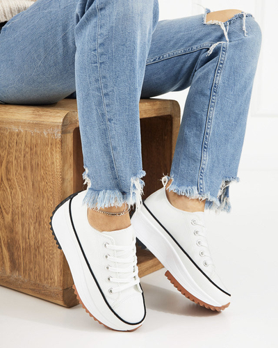 OUTLET Dámske biele tenisky na platforme Treminso - Obuv