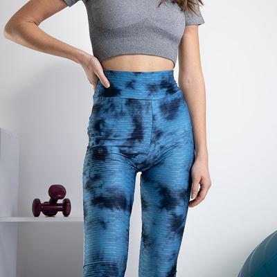 Modré dámske legíny s ozdobnými škvrnami - Oblečenie