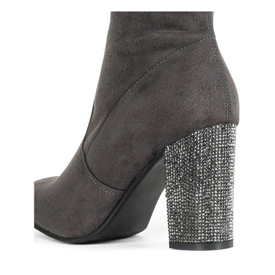 Szare botki na zdobionym słupku Crystalline - Obuwie