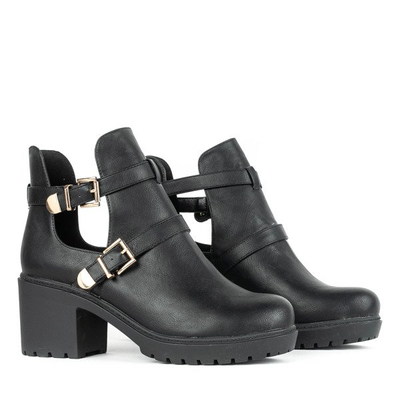 Czarne botki na słupku Rati - Obuwie