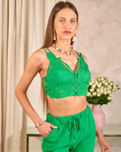 Royalfashion Zelený čipkovaný top pre ženy