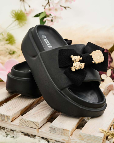 Royalfashion Dámske gumené žabky s ozdobnou mašľou Apis