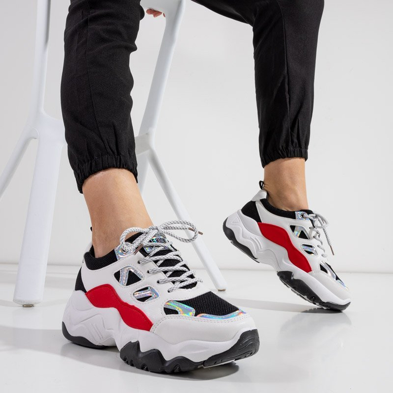 OUTLET Biele a čierne dámske športové topánky s vložkami Rebina - Obuv