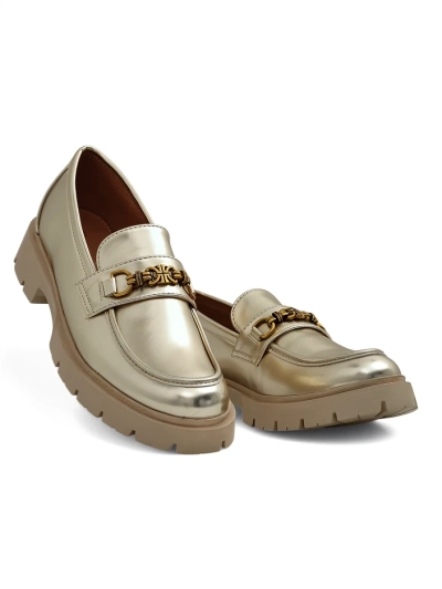 Royalfashion Dámske mokasíny pozlátené Goldlove