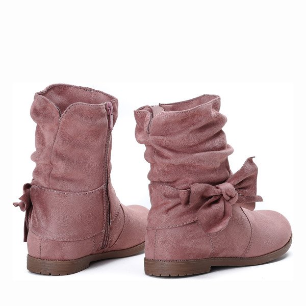 Dziewczęce różowe botki z kokardką Kassie - Obuwie