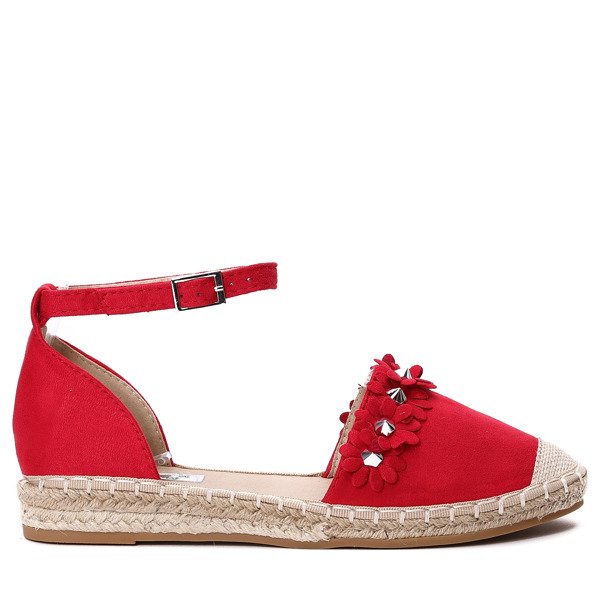 Czerwone, odkryte espadryle- Obuwie