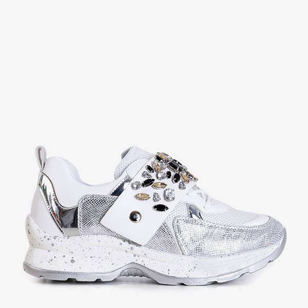 VÝPLET Biele dámske športové topánky s ozdobami Ignassy - Obuv