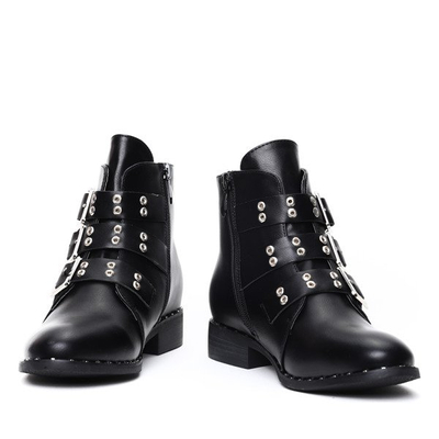 Czarne botki z trzema sprzączkami Tymberlee- Obuwie