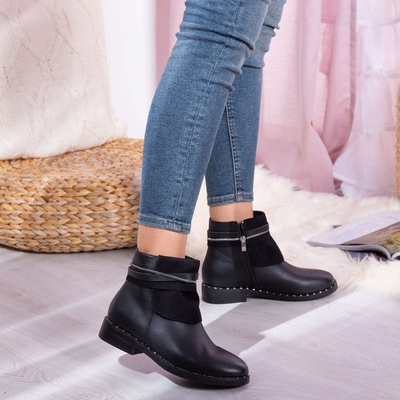 Čierne ploché členkové topánky Oklahoma - Obuv