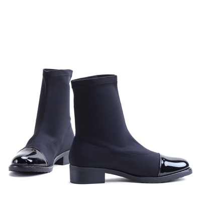 Czarne botki z lakierowanym noskiem Penelope - Obuwie