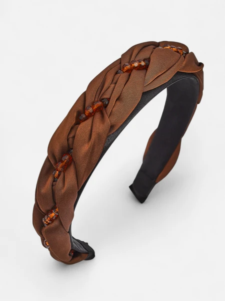 Royalfashion Naglavni trak za lase s pletenico in biseri